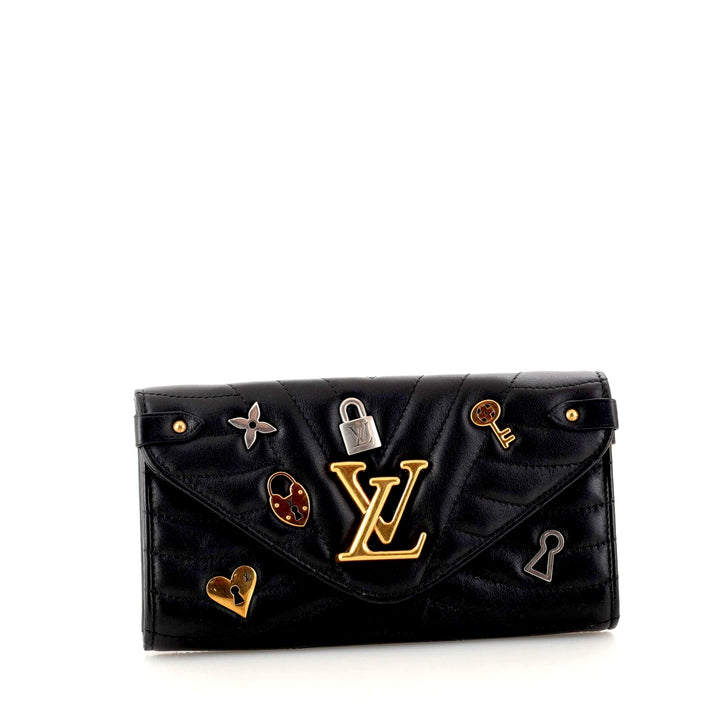 LOUIS VUITTON LOVE LOCK NEW WAVE LONG CALFSKIN LEATHER WALLET WRISTLET