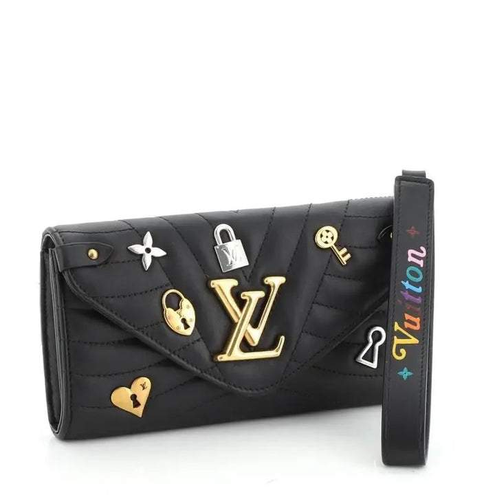 LOUIS VUITTON LOVE LOCK NEW WAVE LONG CALFSKIN LEATHER WALLET WRISTLET