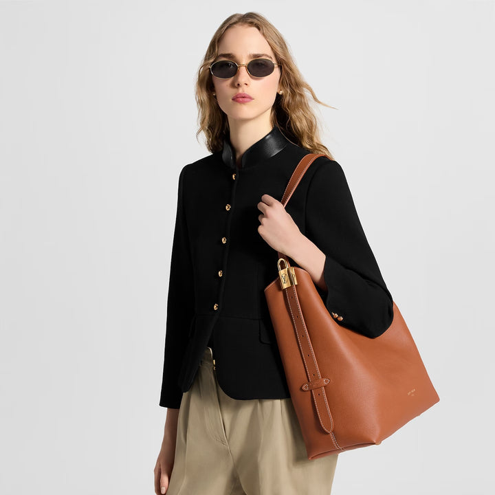 LOUIS VUITTON LOW KEY MM GRAINED CALFSKIN HOBO BAG