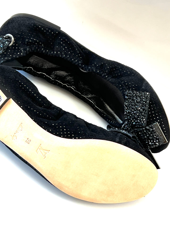 LOUIS VUITTON METALLIC LEATHER &amp; SEQUINS BALLET FLATS