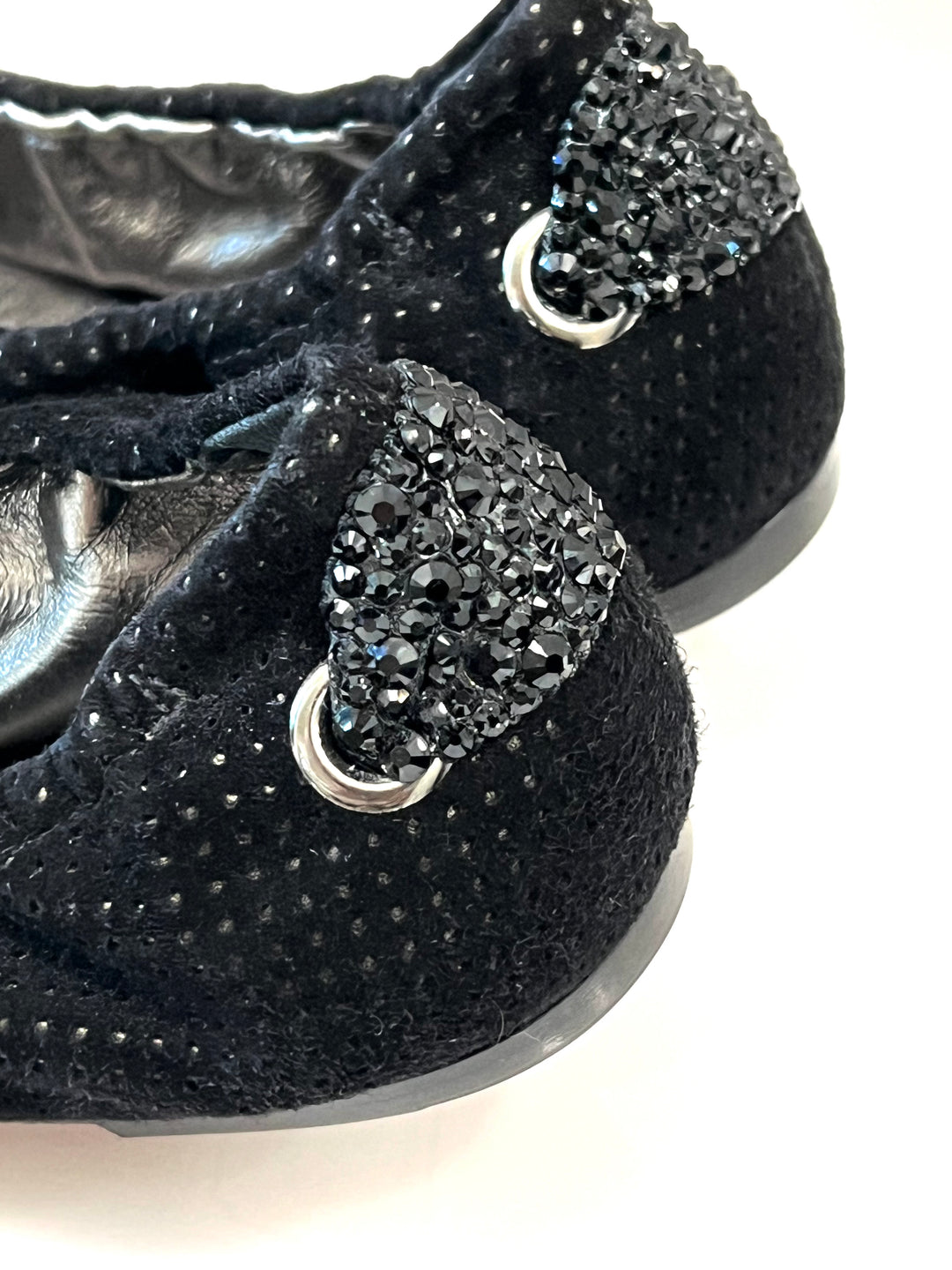 LOUIS VUITTON METALLIC LEATHER &amp; SEQUINS BALLET FLATS