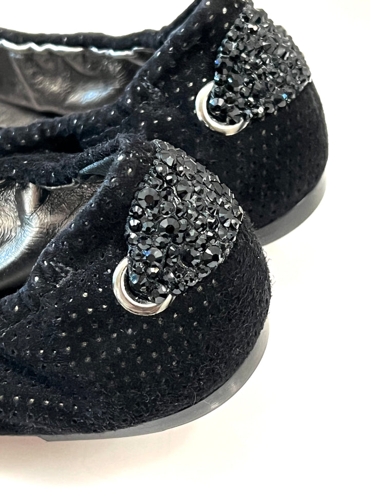 LOUIS VUITTON METALLIC LEATHER &amp; SEQUINS BALLET FLATS