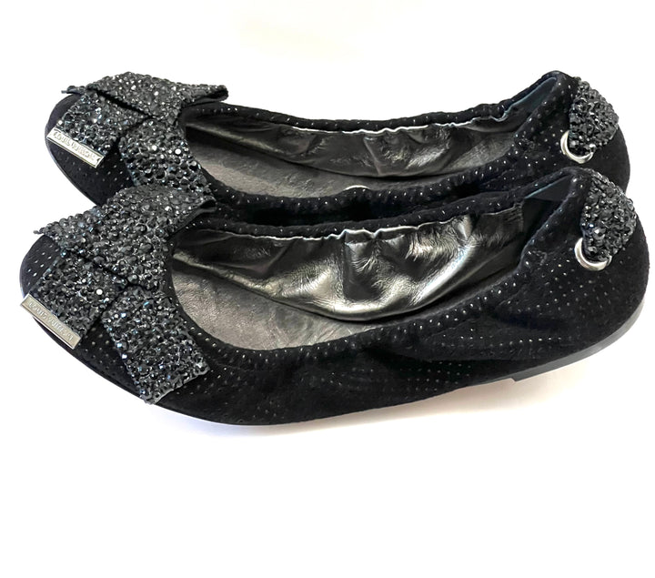 LOUIS VUITTON METALLIC LEATHER &amp; SEQUINS BALLET FLATS
