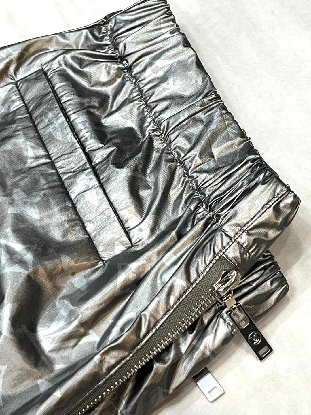 LOUIS VUITTON METALLIC SILVER MONOGRAM TRACK PANTS