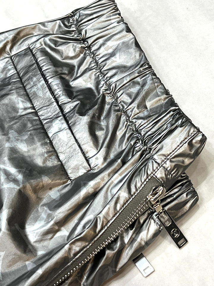 LOUIS VUITTON METALLIC SILVER MONOGRAM TRACK PANTS
