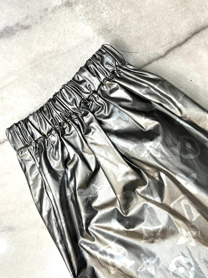 LOUIS VUITTON METALLIC SILVER MONOGRAM TRACK PANTS
