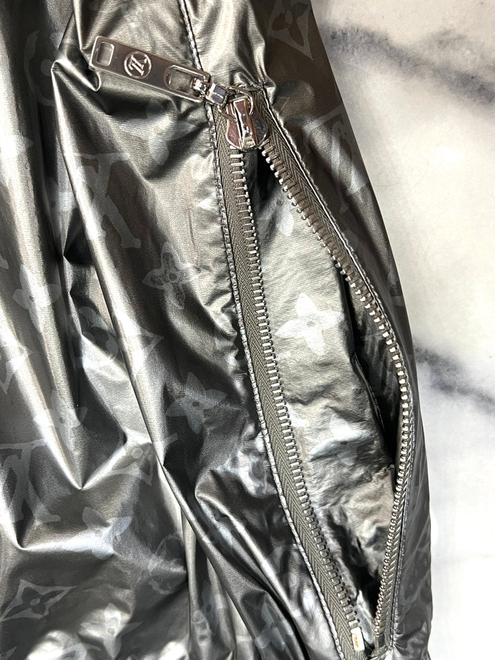 LOUIS VUITTON METALLIC SILVER MONOGRAM TRACK PANTS