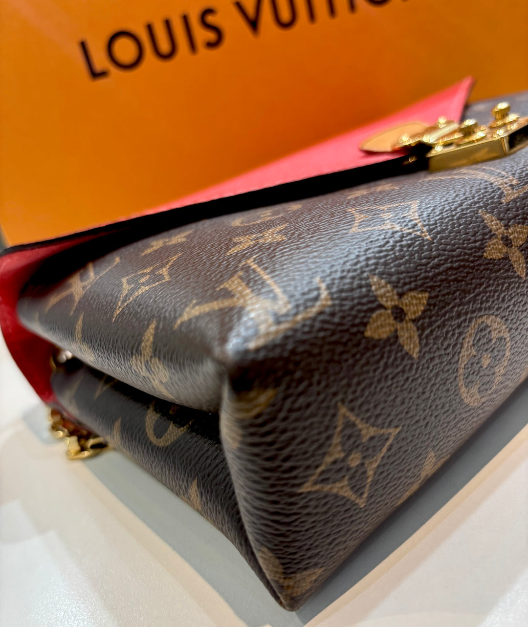LOUIS VUITTON MONOGRAM &amp; CALFSKIN LEATHER PALLAS CHAIN BAG