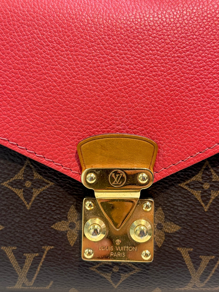 LOUIS VUITTON MONOGRAM &amp; CALFSKIN LEATHER PALLAS CHAIN BAG