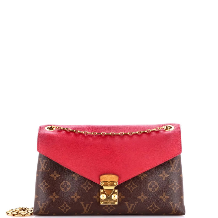 LOUIS VUITTON MONOGRAM &amp; CALFSKIN LEATHER PALLAS CHAIN BAG