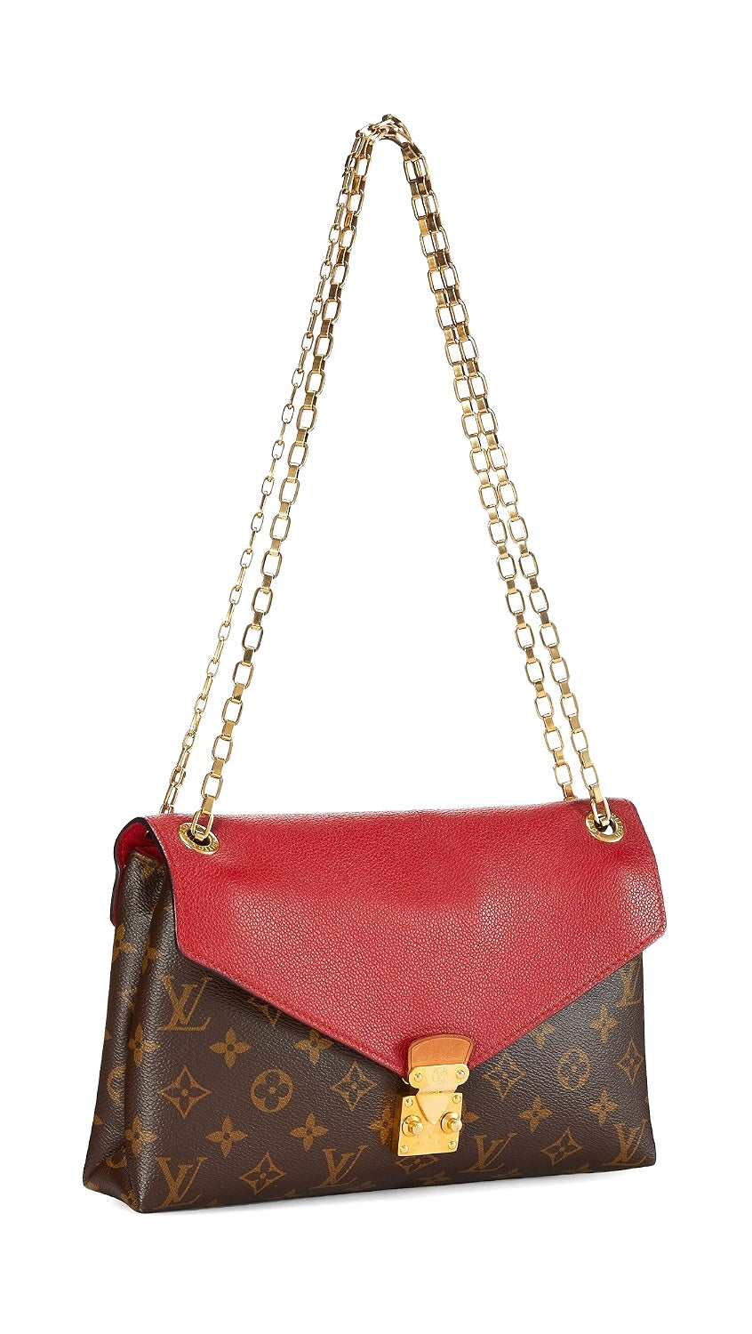 LOUIS VUITTON MONOGRAM &amp; CALFSKIN LEATHER PALLAS CHAIN BAG