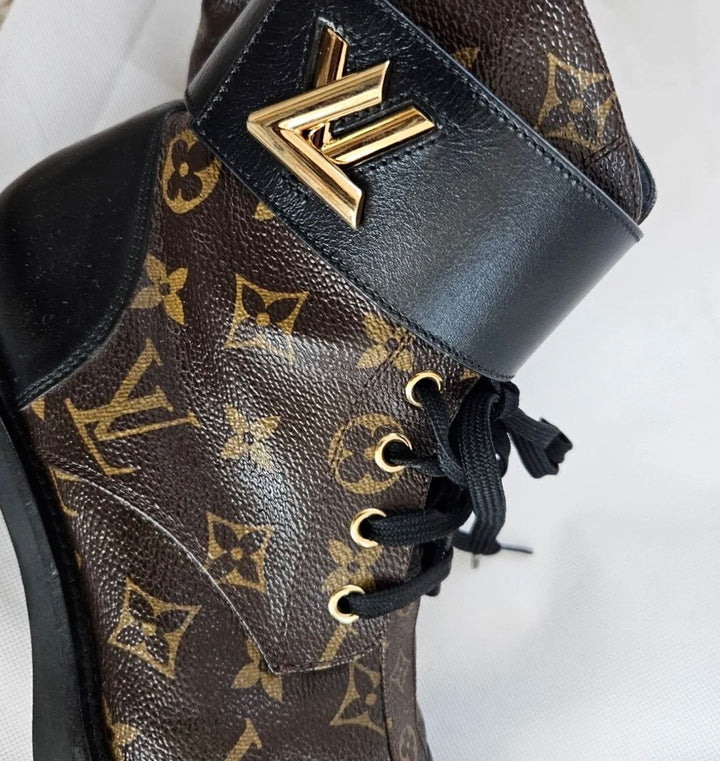 LV MONOGRAM CALFSKIN LEATHER WONDERLAND RANGER LV TWIST BOOTS