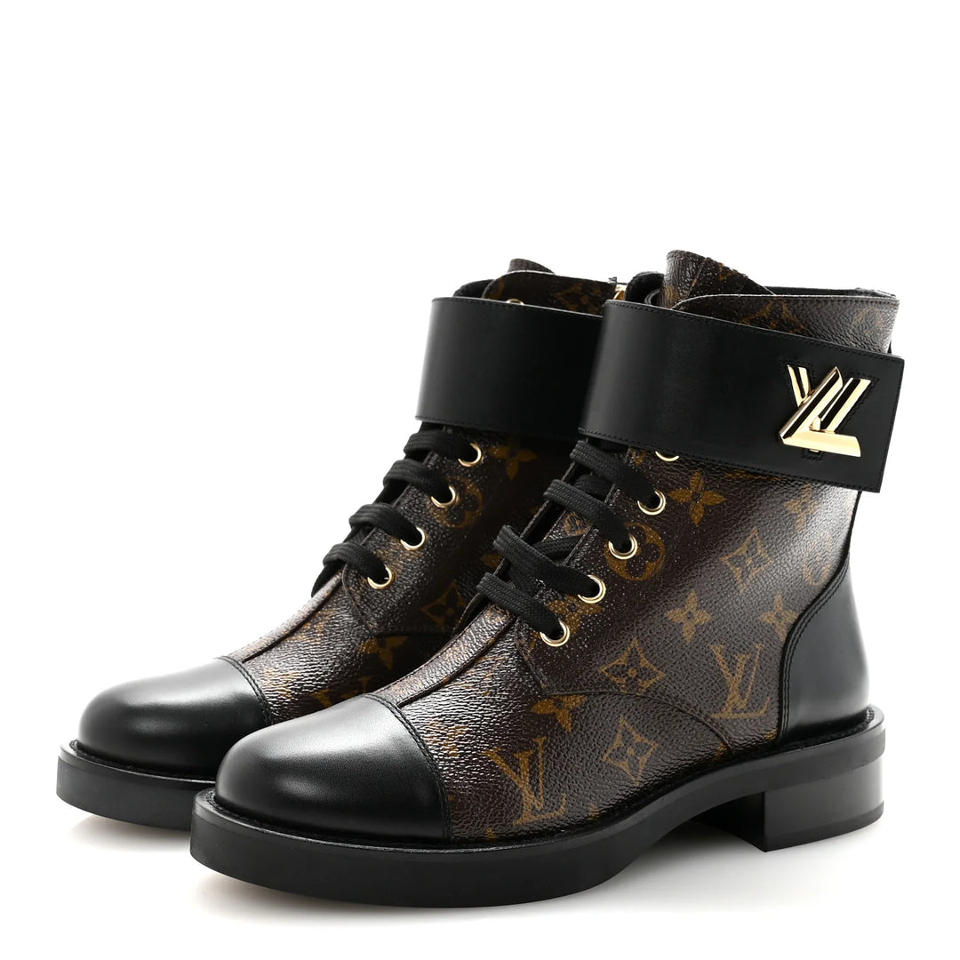 LV MONOGRAM CALFSKIN LEATHER WONDERLAND RANGER LV TWIST BOOTS