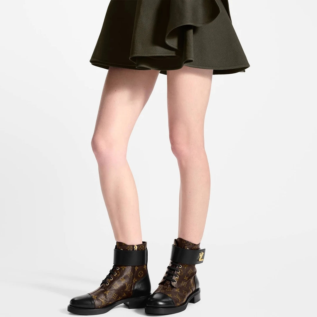 LV MONOGRAM CALFSKIN LEATHER WONDERLAND RANGER LV TWIST BOOTS
