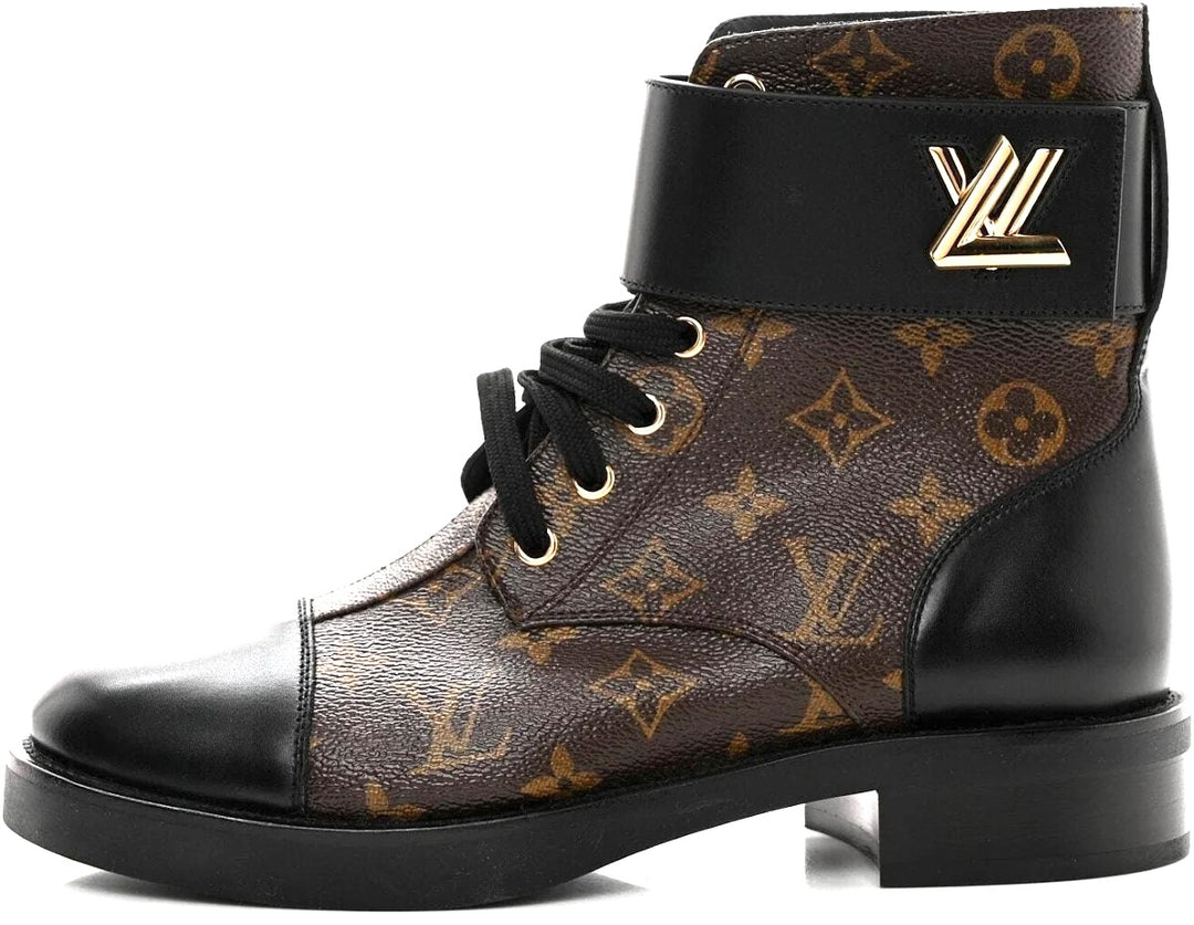 LV MONOGRAM CALFSKIN LEATHER WONDERLAND RANGER LV TWIST BOOTS