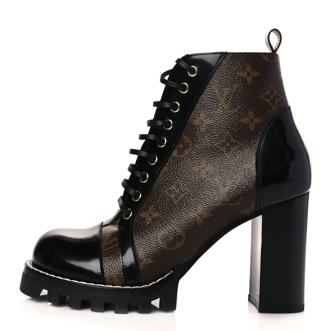 LOUIS VUITTON MONOGRAM COATED CANVAS STAR TRAIL ANKLE BOOTS