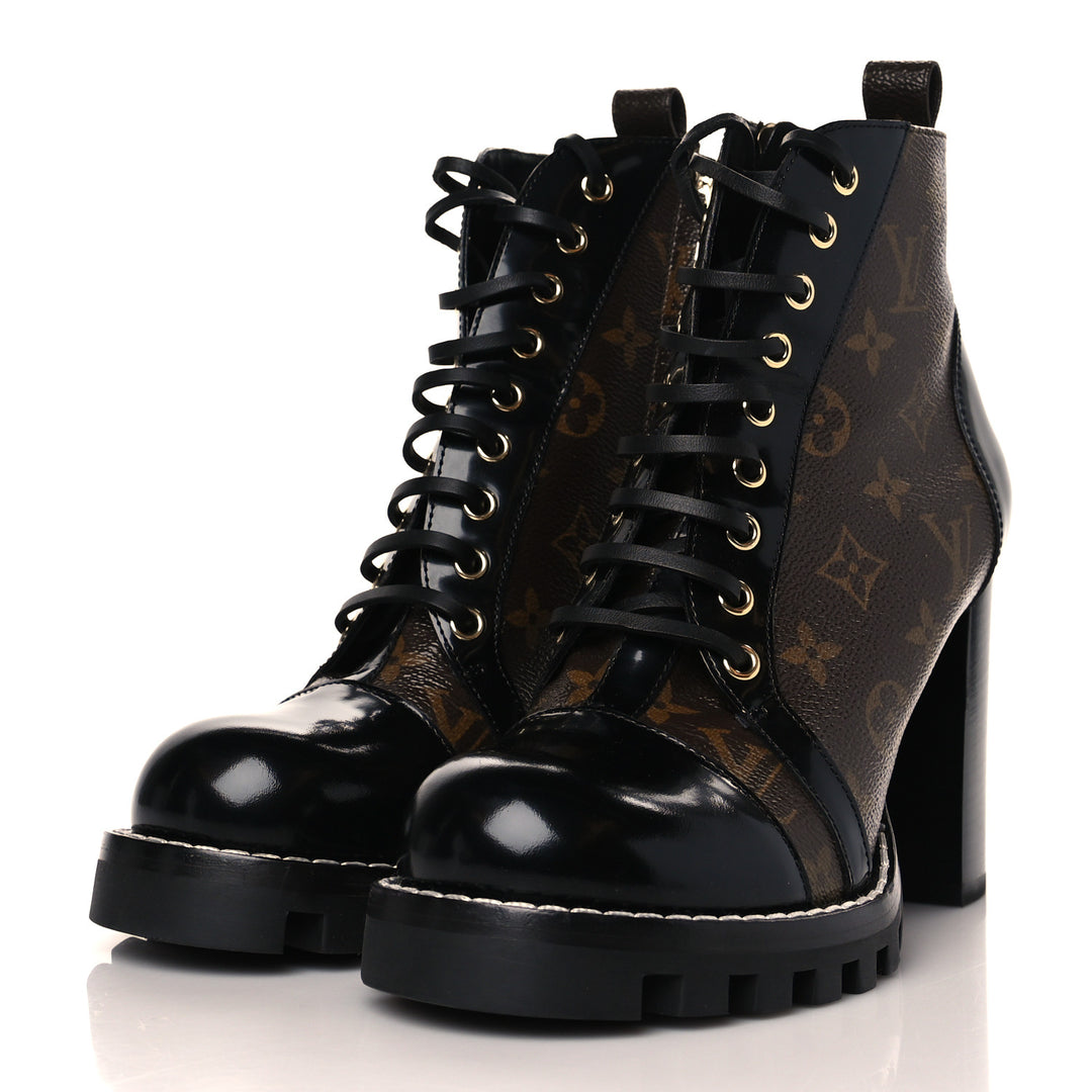 LOUIS VUITTON MONOGRAM COATED CANVAS STAR TRAIL ANKLE BOOTS