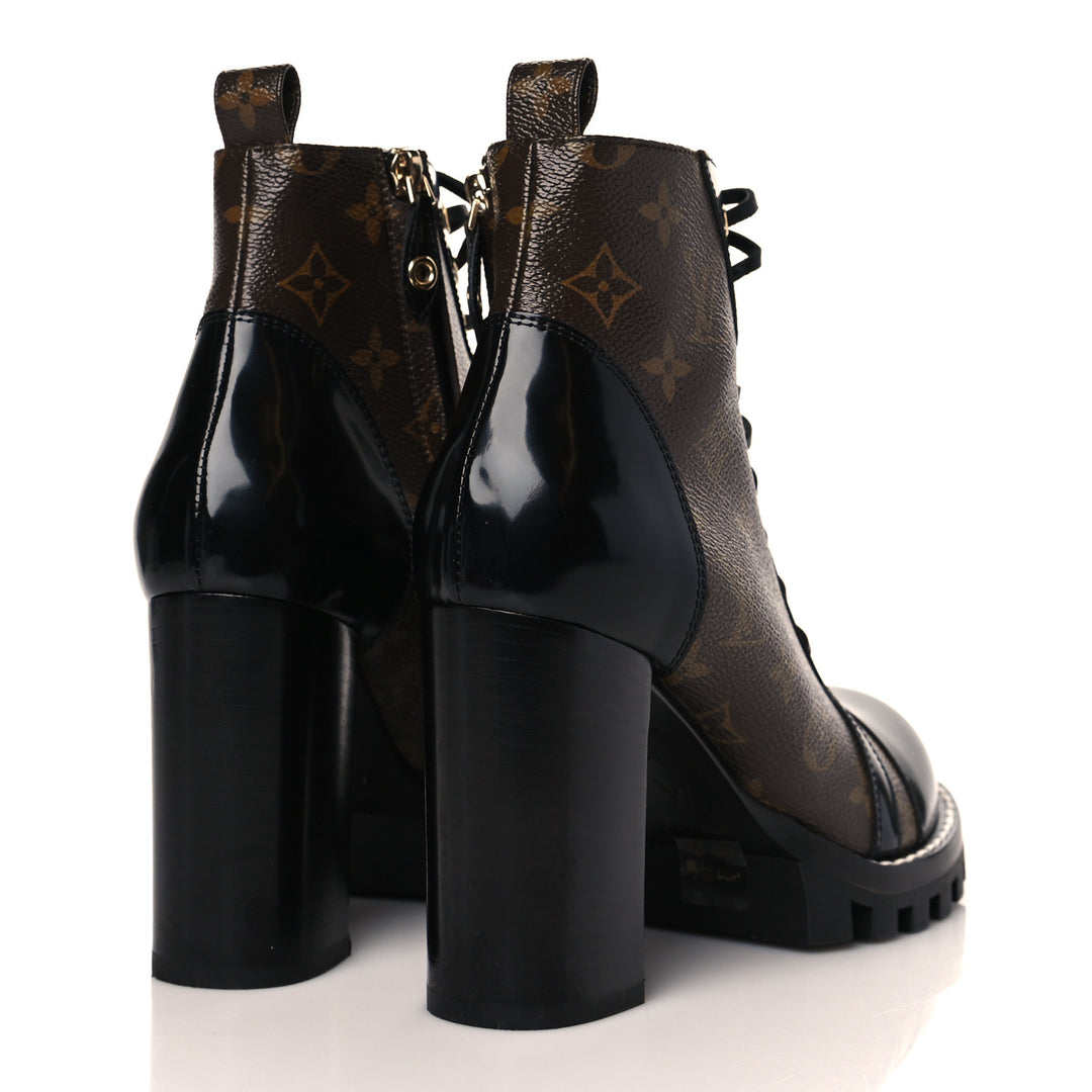LOUIS VUITTON MONOGRAM COATED CANVAS STAR TRAIL ANKLE BOOTS