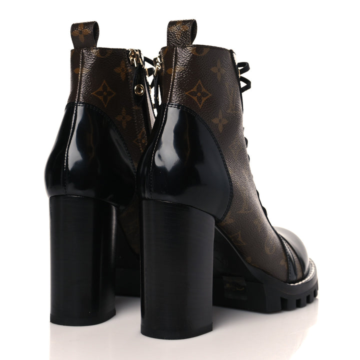 LOUIS VUITTON MONOGRAM COATED CANVAS STAR TRAIL ANKLE BOOTS