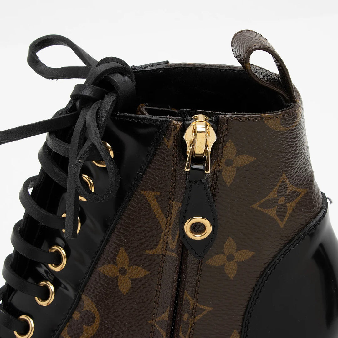 LOUIS VUITTON MONOGRAM COATED CANVAS STAR TRAIL ANKLE BOOTS