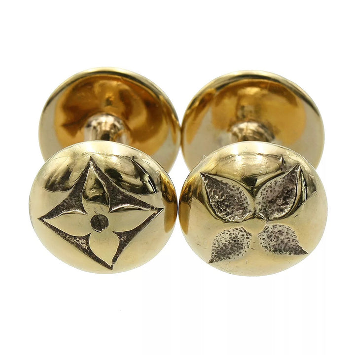 LOUIS VUITTON STERLING SILVER MONOGRAM BOUTONS DE MANCHETTE CUFFLINKS