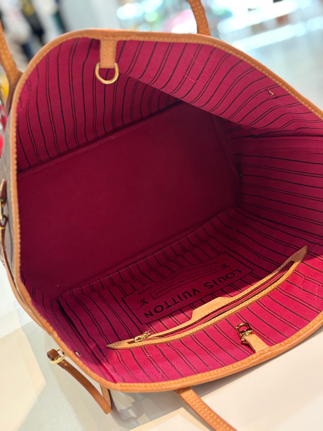 LOUIS VUITTON MONOGRAM NEVERFULL MM TOTE BAG-PIVOINE PINK