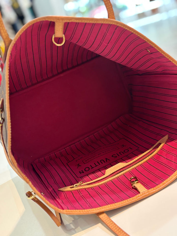 LOUIS VUITTON MONOGRAM NEVERFULL MM TOTE BAG-PIVOINE PINK