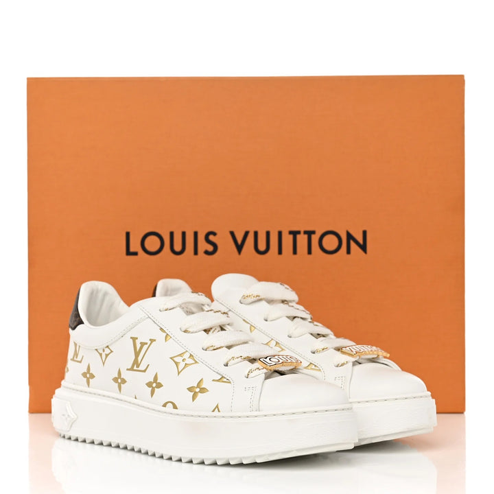 LOUIS VUITTON MONOGRAM TIME OUT CALFSKIN LEATHER SNEAKERS