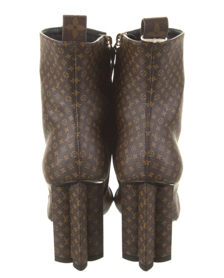LOUIS VUITTON NANO MONOGRAM SILHOUETTE ANKLE BOOTS