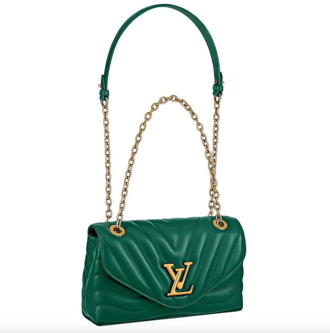 LOUIS VUITTON NEW WAVE MM CALFSKIN LEATHER CHAIN BAG IN EMERALD GREEN