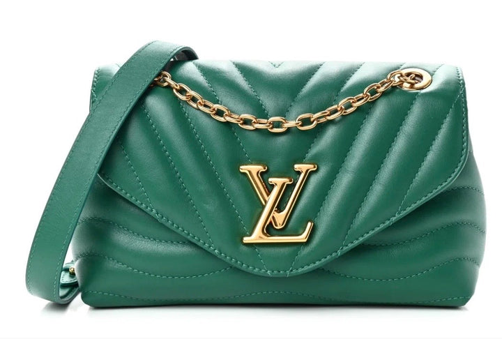 LOUIS VUITTON NEW WAVE MM CALFSKIN LEATHER CHAIN BAG IN EMERALD GREEN