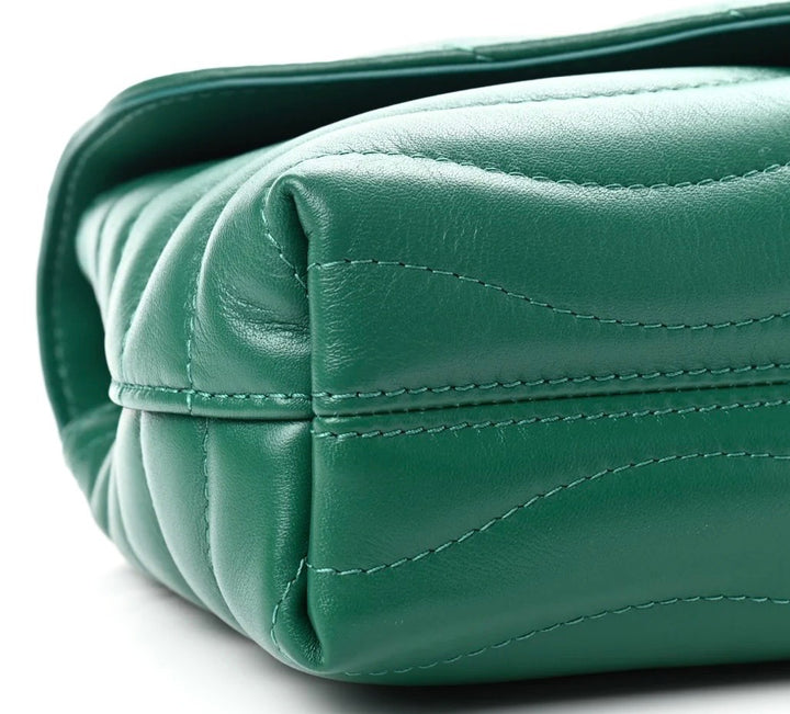 LOUIS VUITTON NEW WAVE MM CALFSKIN LEATHER CHAIN BAG IN EMERALD GREEN