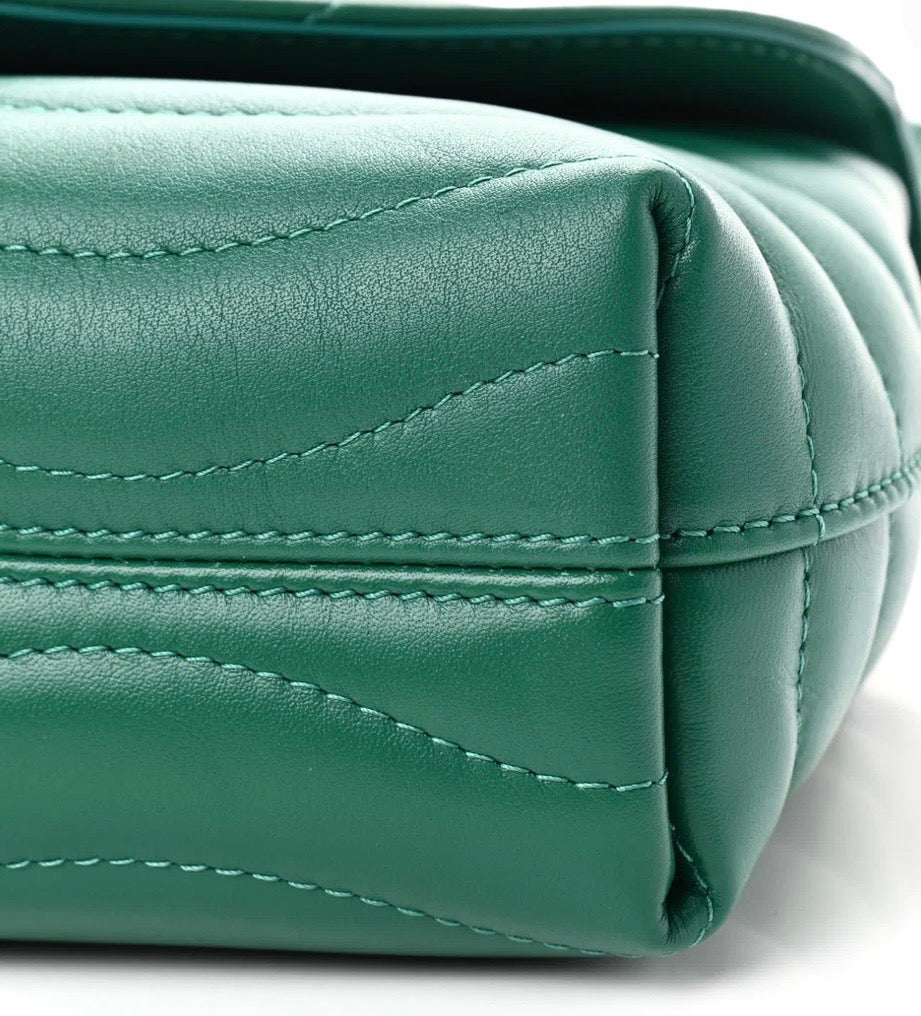 LOUIS VUITTON NEW WAVE MM CALFSKIN LEATHER CHAIN BAG IN EMERALD GREEN