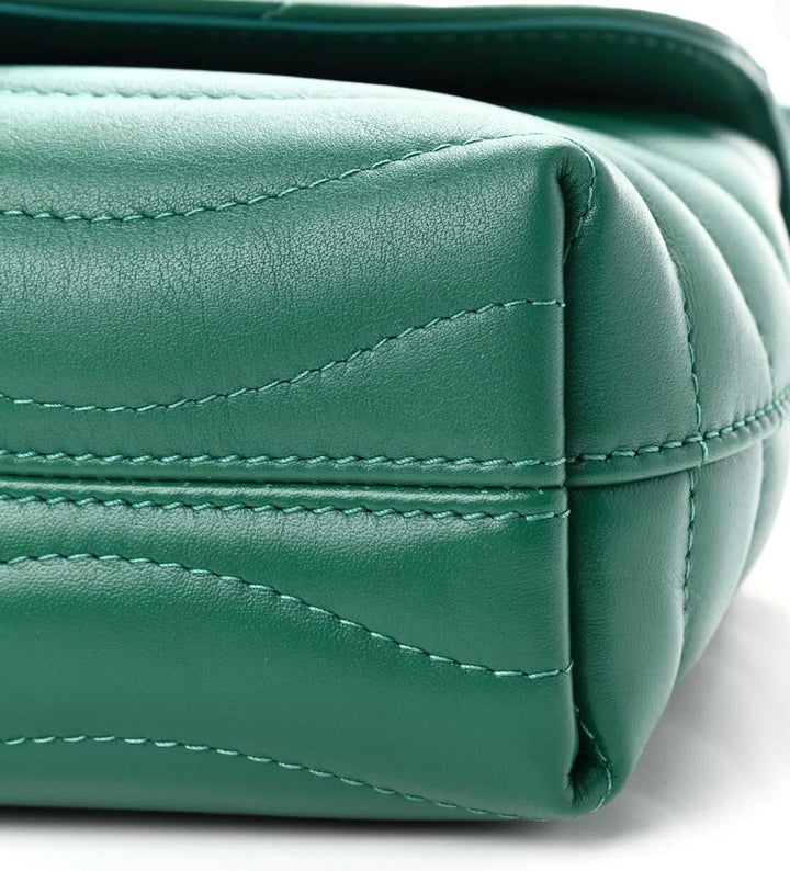 LOUIS VUITTON NEW WAVE MM CALFSKIN LEATHER CHAIN BAG IN EMERALD GREEN