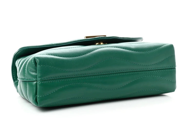 LOUIS VUITTON NEW WAVE MM CALFSKIN LEATHER CHAIN BAG IN EMERALD GREEN