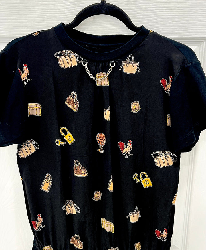 LOUIS VUITTON OBJECTS PRINT MINI DRESS