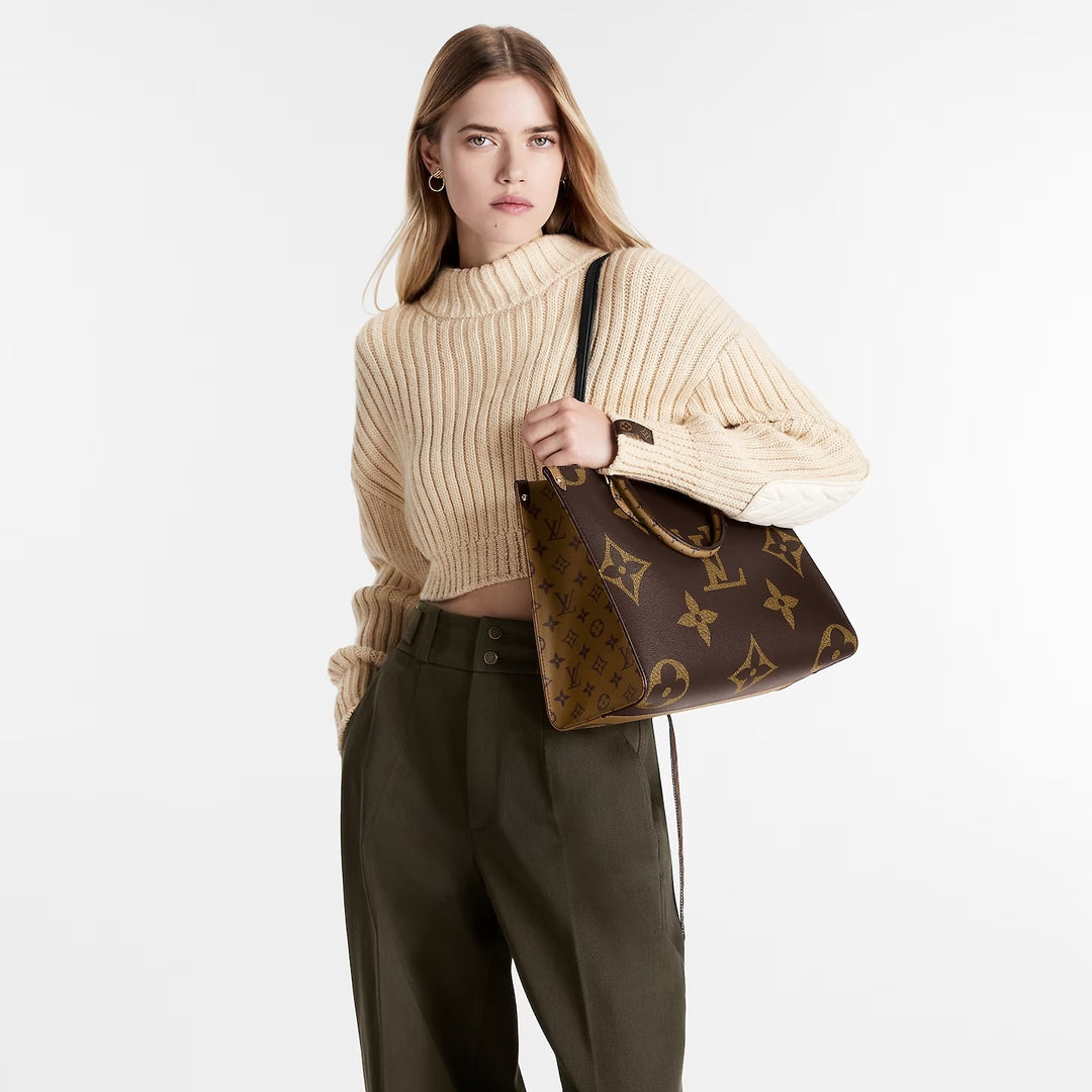 LOUIS VUITTON GIANT REVERSE MONOGRAM ON THE GO MM TOTE BAG