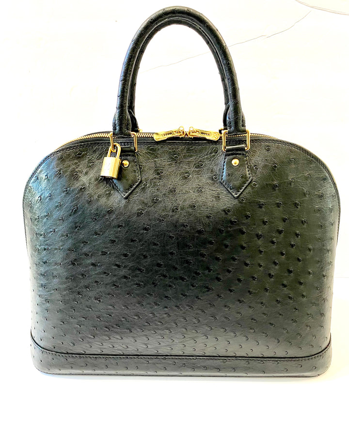 LOUIS VUITTON OSTRICH LEATHER ALMA GM HANDBAG