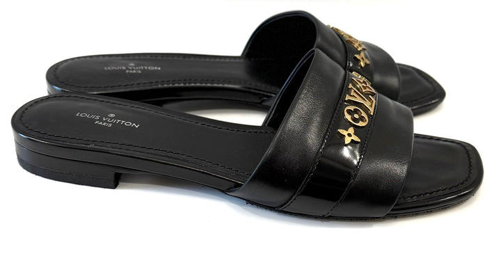 LOUIS VUITTON PLANO REVIVAL CALFSKIN LEATHER MULES