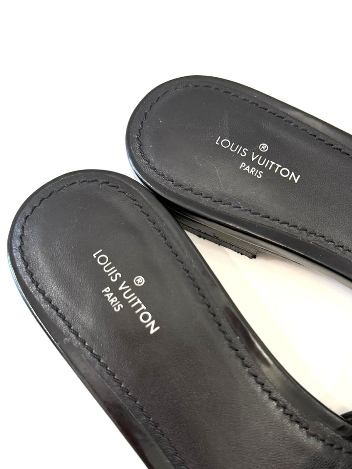 LOUIS VUITTON PLANO REVIVAL CALFSKIN LEATHER MULES