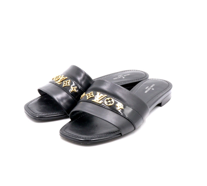 LOUIS VUITTON PLANO REVIVAL CALFSKIN LEATHER MULES