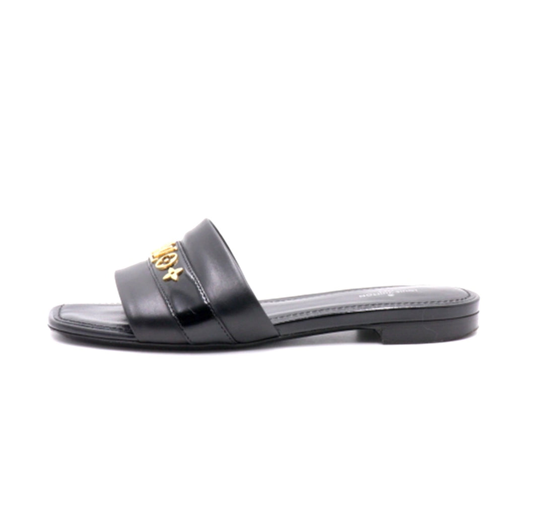 LOUIS VUITTON PLANO REVIVAL CALFSKIN LEATHER MULES