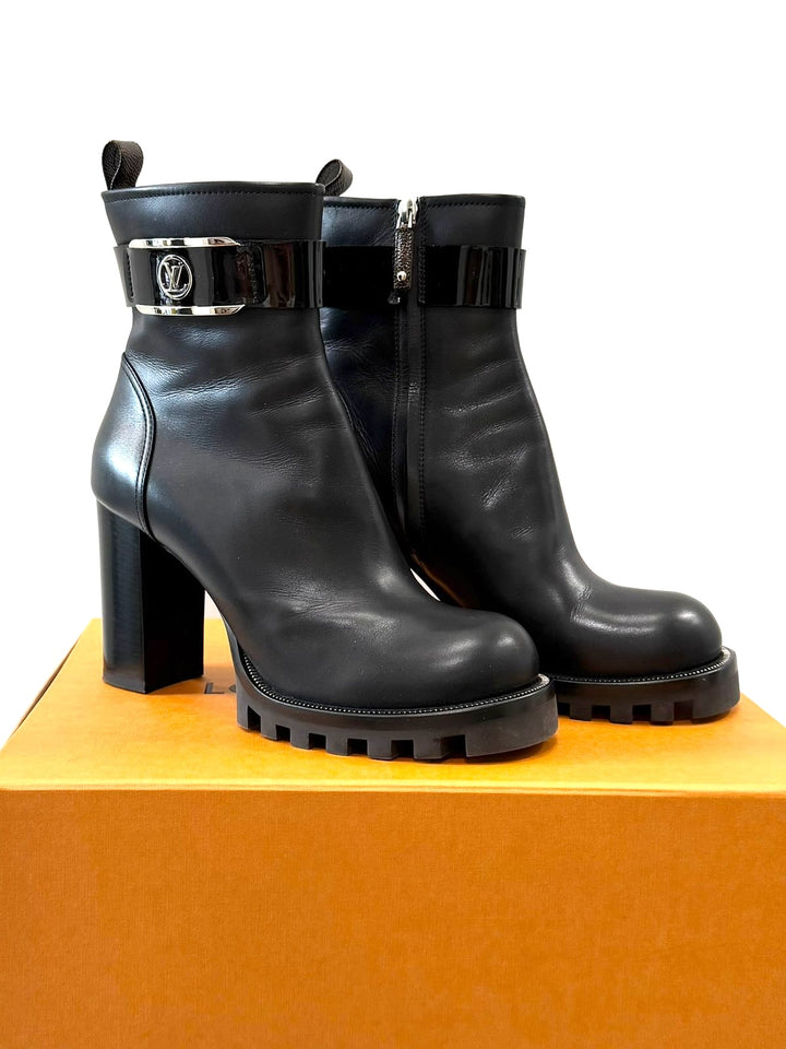 LOUIS VUITTON STAR LINE CALFSKIN LEATHER ANKLE BOOTS