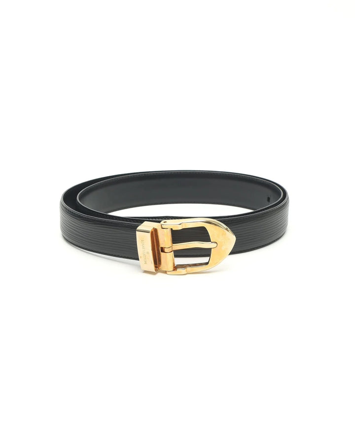 LOUIS VUITTON TEXTURED CALFSKIN EATHER GOLD HARDWARE BELT