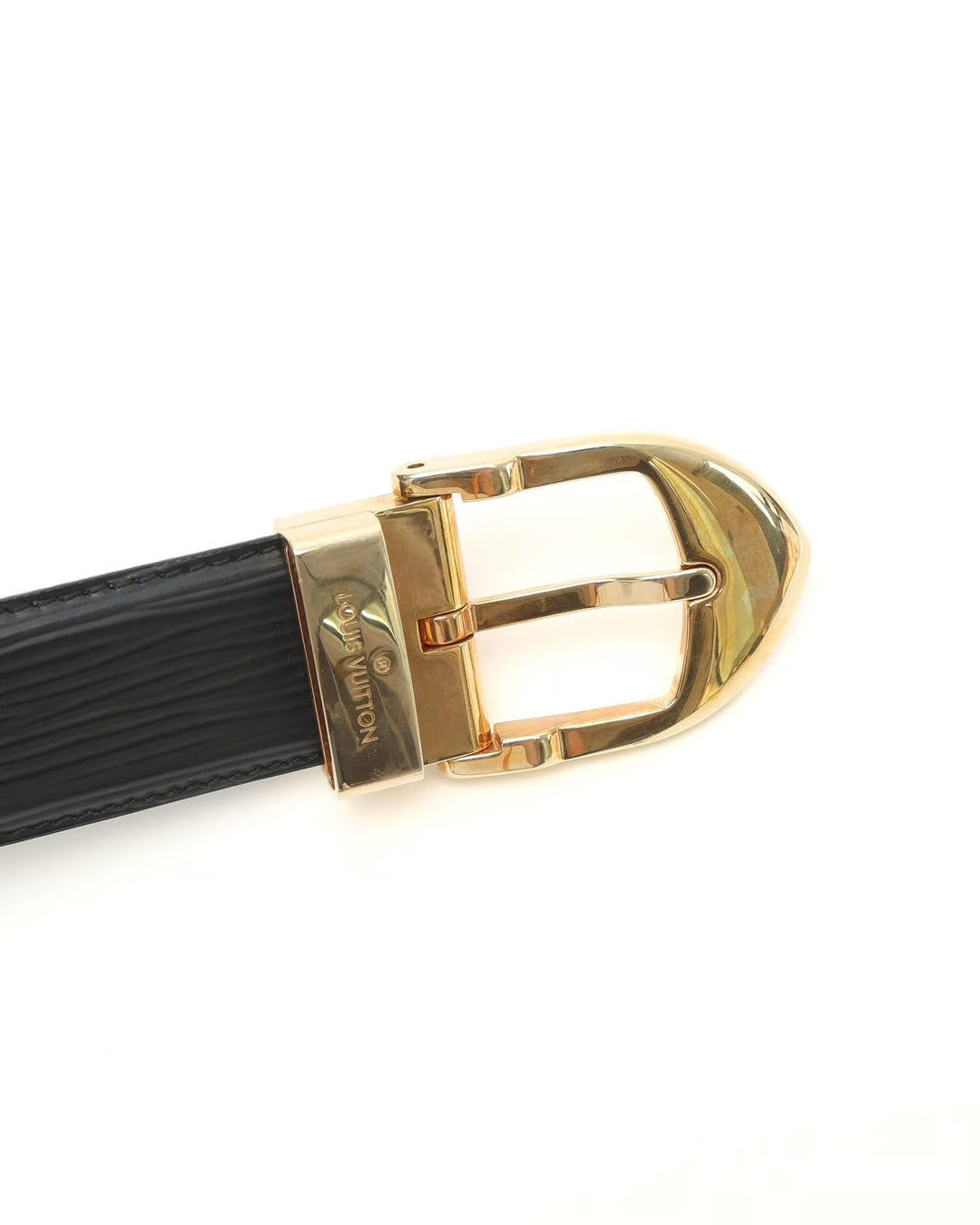 LOUIS VUITTON TEXTURED CALFSKIN EATHER GOLD HARDWARE BELT