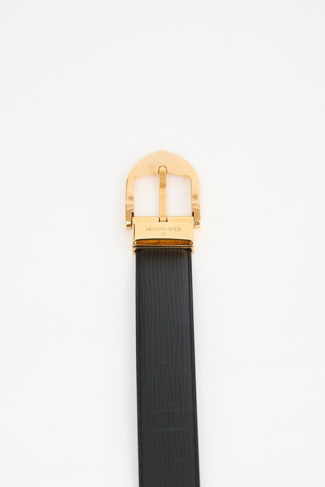LOUIS VUITTON TEXTURED CALFSKIN EATHER GOLD HARDWARE BELT