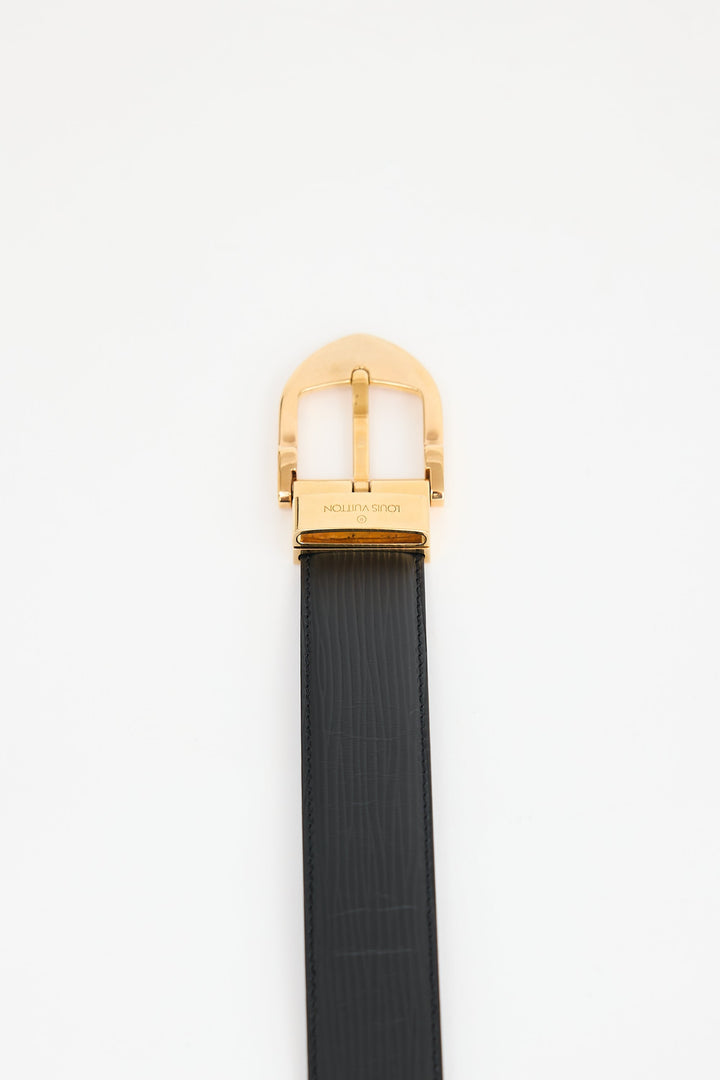 LOUIS VUITTON TEXTURED CALFSKIN EATHER GOLD HARDWARE BELT