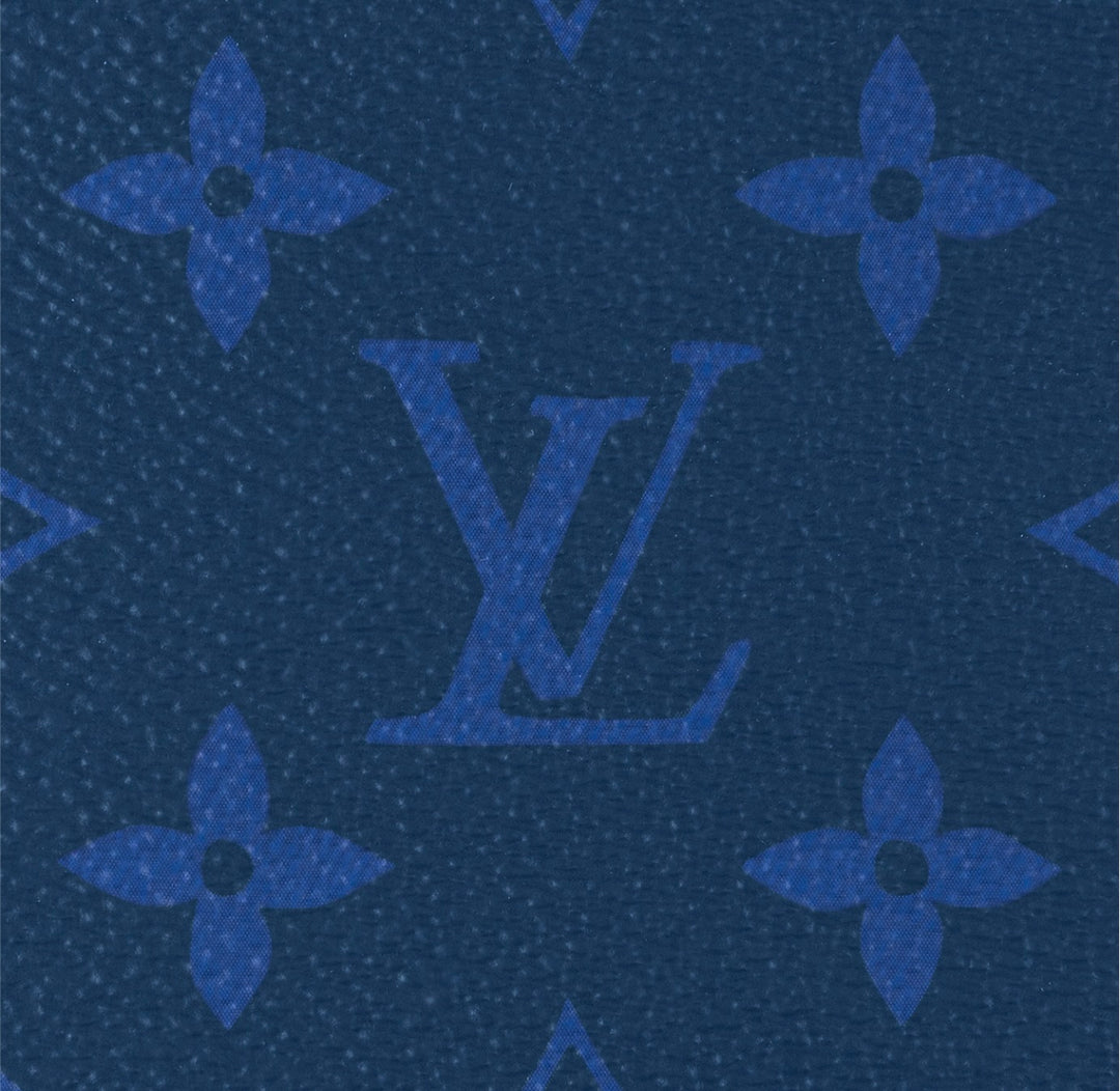 LOUIS VUITTON MONOGRAM ECLIPSE VOYAGE MM POCHETTE IN PACIFIC BLUE
