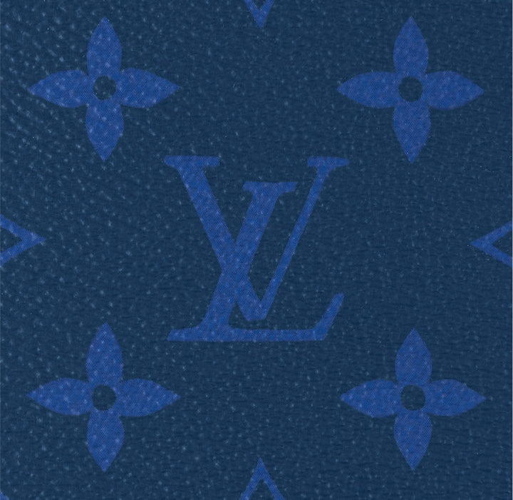 LOUIS VUITTON MONOGRAM ECLIPSE VOYAGE MM POCHETTE IN PACIFIC BLUE