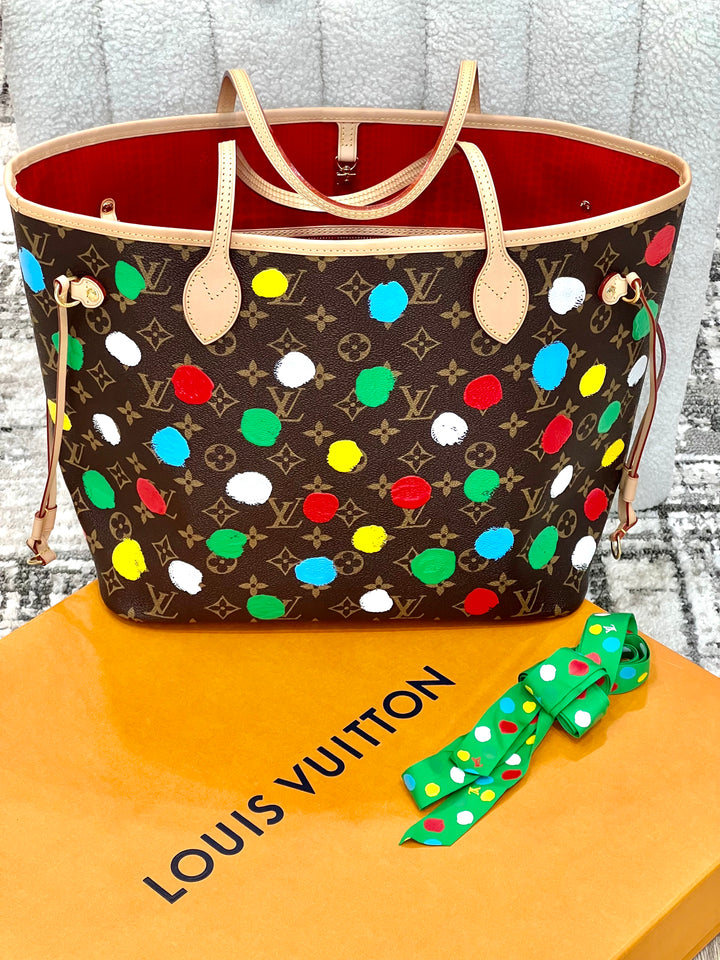 希少☆ Louis Vuitton ネヴァーフル MM ヤヨイ クサマ トート ヤヨイ・クサマ モノグラム・ウェーブ ネヴァーフル MM ブロン